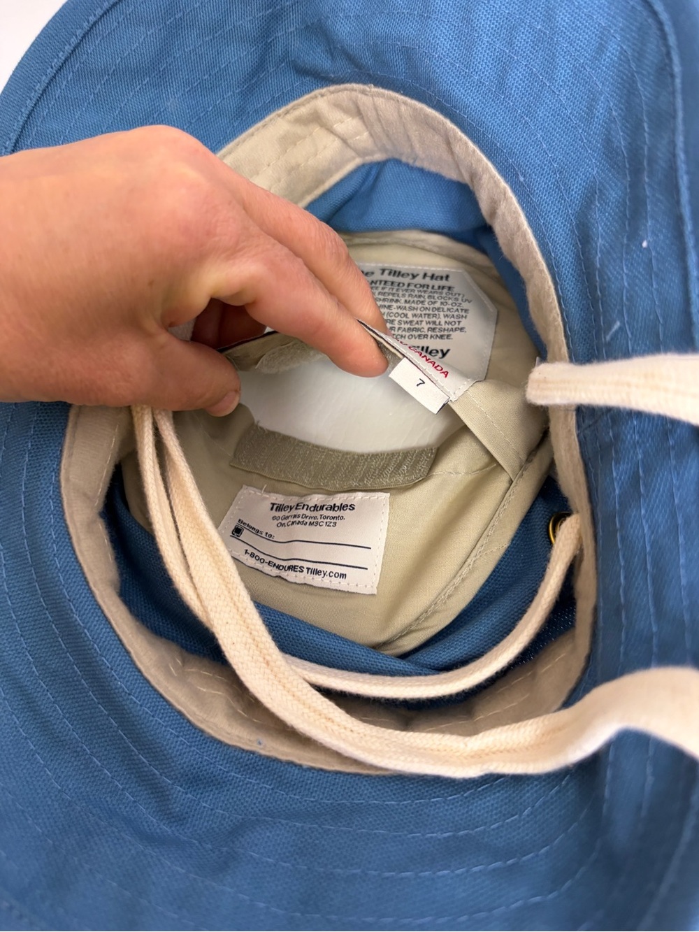 New The Tilley Hat Mens 7 Blue T1 Water Repellent Made in Canada Packable Travel - Picture 7 of 14